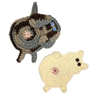 Hand Crafted Dog Butt Coasters Crochet Set of Two Peeking Pup Table Mug Rug Gift